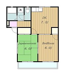 ホワイトハイツ 2DKの間取図画像