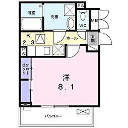 ガーデンガーデン 1Kの間取図画像