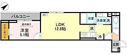 越谷市中町アパート 1LDKの間取図画像