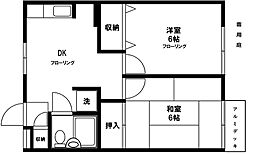 ベルフォーレ 2DKの間取図画像