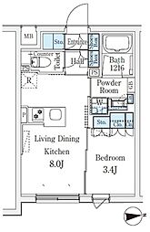 CREATIF桜新町 1LDKの間取図画像