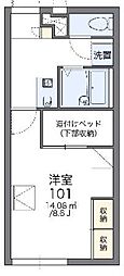レオパレスCEREZO 1Kの間取図画像
