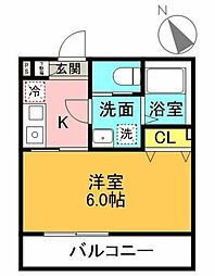 フルセイル羽衣町 3階1Kの間取り