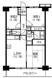 プラザ・サン・タナカ7号館 3LDKの間取図画像