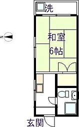 川島ハイツ 3階1Kの間取り