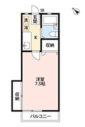 ベルシオン越谷 1Kの間取図画像