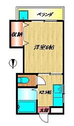 サンピュアーパレス 1Kの間取図画像