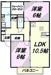 ラフィネ弐番館 2LDKの間取図画像