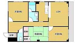 バロンキャッスル 3LDKの間取図画像