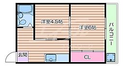青葉丘コーポ 2DKの間取図画像