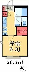セゾンヒル 1Kの間取図画像