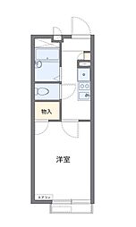 レオパレスサンフォレスト嵐 1Kの間取図画像