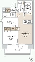 グランカーサ三ノ輪3 2LDKの間取図画像