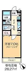 ゴールドエッグ南砂 1Kの間取図画像