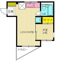 小野ハイツ 1LDKの間取図画像