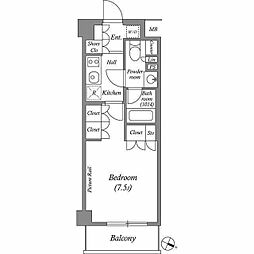 ルクレ西池袋 4階1Kの間取り