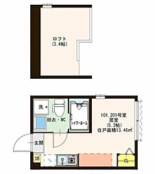 ハーモニーテラス西新小岩 ワンルームの間取図画像