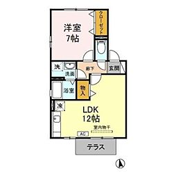 グレースヒル 1LDKの間取図画像