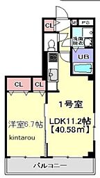 オリエンタルコート千葉中央2 1LDKの間取図画像
