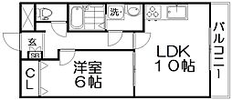 グランコスモ交野 1LDKの間取図画像