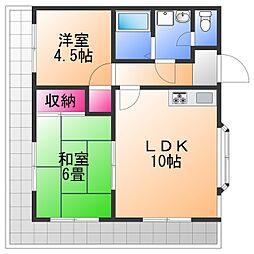 ABCライフ東岸和田 2LDKの間取図画像