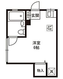 司荘 ワンルームの間取図画像