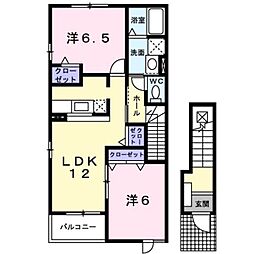 ヴィラ・ベルブリーズ 2LDKの間取図画像