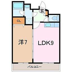 シャトー江ミーナ 1LDKの間取図画像