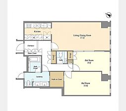 プルデンシャルタワーレジデンス 36階2LDKの間取り