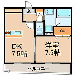 サンボナール 1DKの間取図画像