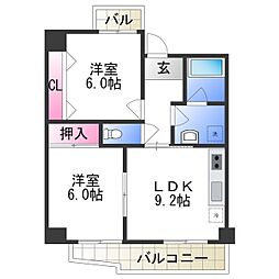 サイプレス住之江 2DKの間取図画像