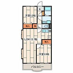 ウェストデューク 2LDKの間取図画像