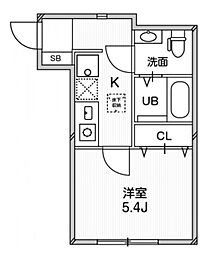 ルクール平和台 1Kの間取図画像