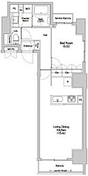 Haluwa芝公園 1LDKの間取図画像