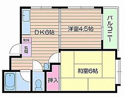 ファミールK&M 2DKの間取図画像