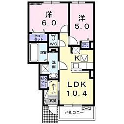 グランソレイユ 2LDKの間取図画像