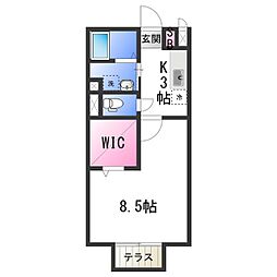 シャルト 1Kの間取図画像