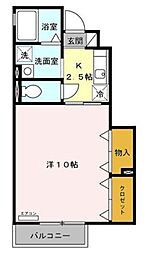 グランモアB 1Kの間取図画像