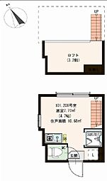 ハーモニーテラス桜上水 2階ワンルームの間取り