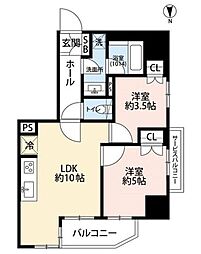 プレール・ドゥーク菊川駅前 2LDKの間取図画像