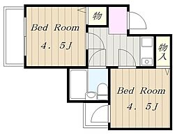 アスタック壱番館 2Kの間取図画像