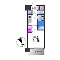 エスリード大阪平野プライム 4階1Kの間取り