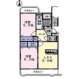 サンフォレスト 2LDKの間取図画像