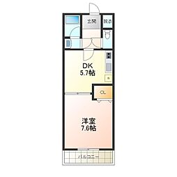 フジパレス西大路 1DKの間取図画像