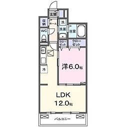 Ｎ．チェントロ相模原 1階1LDKの間取り