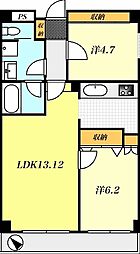 リベラルシティーハイツ 2LDKの間取図画像