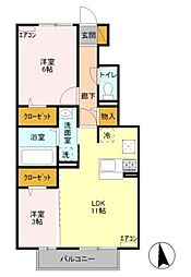 ビバーチェ美松 2LDKの間取図画像