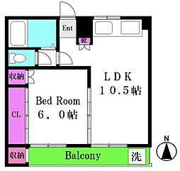 小林コーポ 1LDKの間取図画像