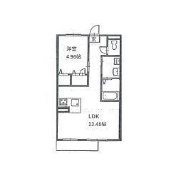 パインクレスト竹内2 1LDKの間取図画像