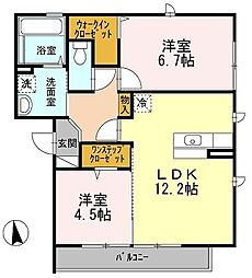 ガーデンコート金岡A 2LDKの間取図画像